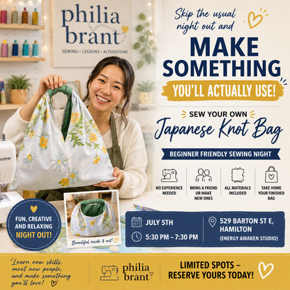 Experience Sewing Night Out in Hamilton 💛 Make Your Own Japanese Knot  Inspired Bag