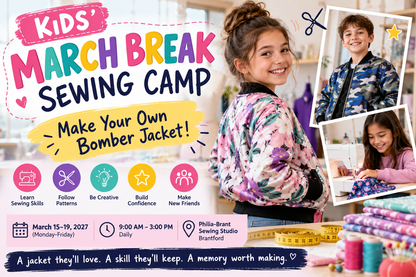 Kids March Break Sewing Camp 2027 Make Your Own Bomber Jacket! | Brantford