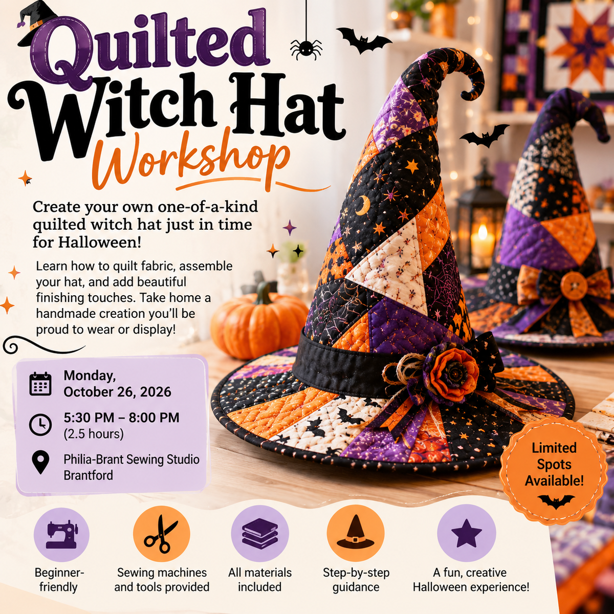 🎃🧙♀️ Quilted Witch Hat Workshop! Hamilton