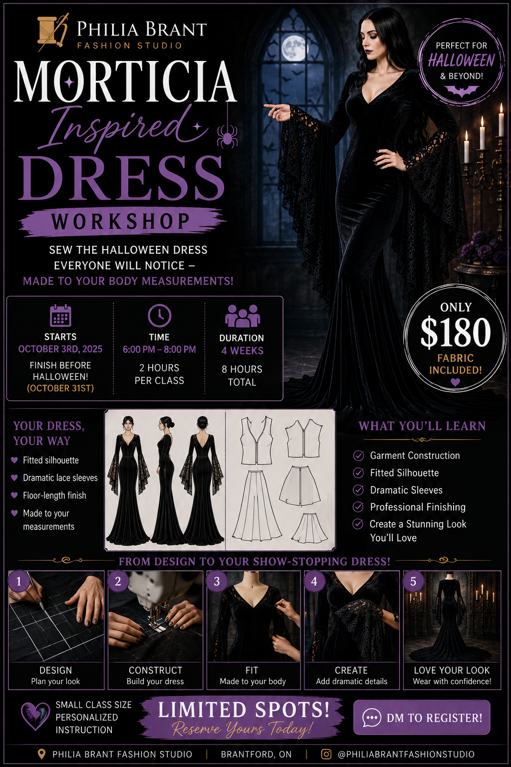 Morticia-Inspired Dress Sewing Workshop | Brantford